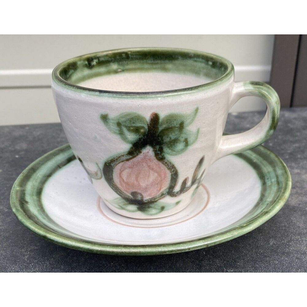 Vintage John B Taylor Harvest‎ Pear Louisville Stoneware Flat Cup & Saucer